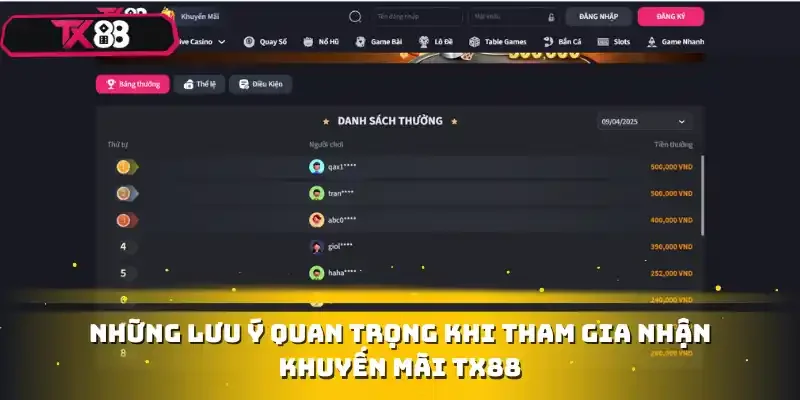 Những lưu ý quan trọng khi tham gia nhận khuyến mãi TX88